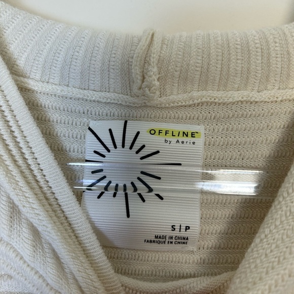 Aerie Offline Cream‎ Cropped Hoodie Sweatshirt Size Small - Picture 2 of 5